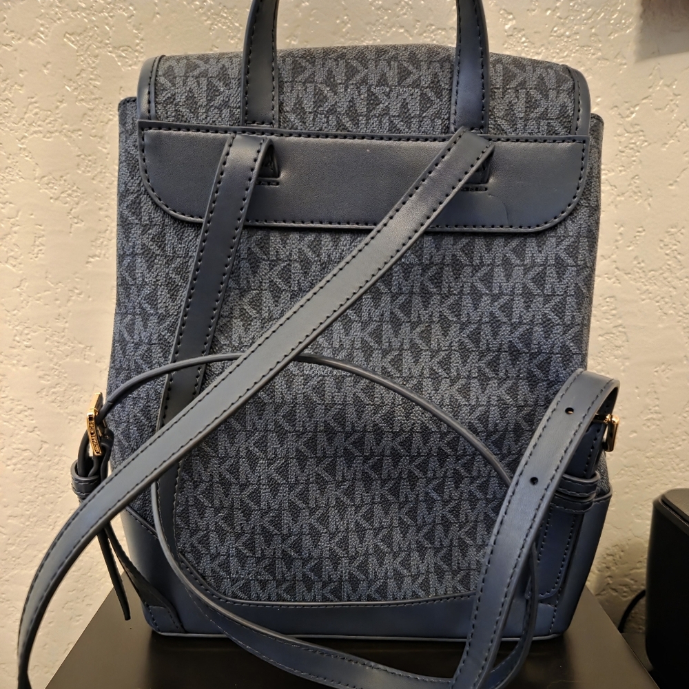 Michael Kors Blue Monogram Backpack - image 3